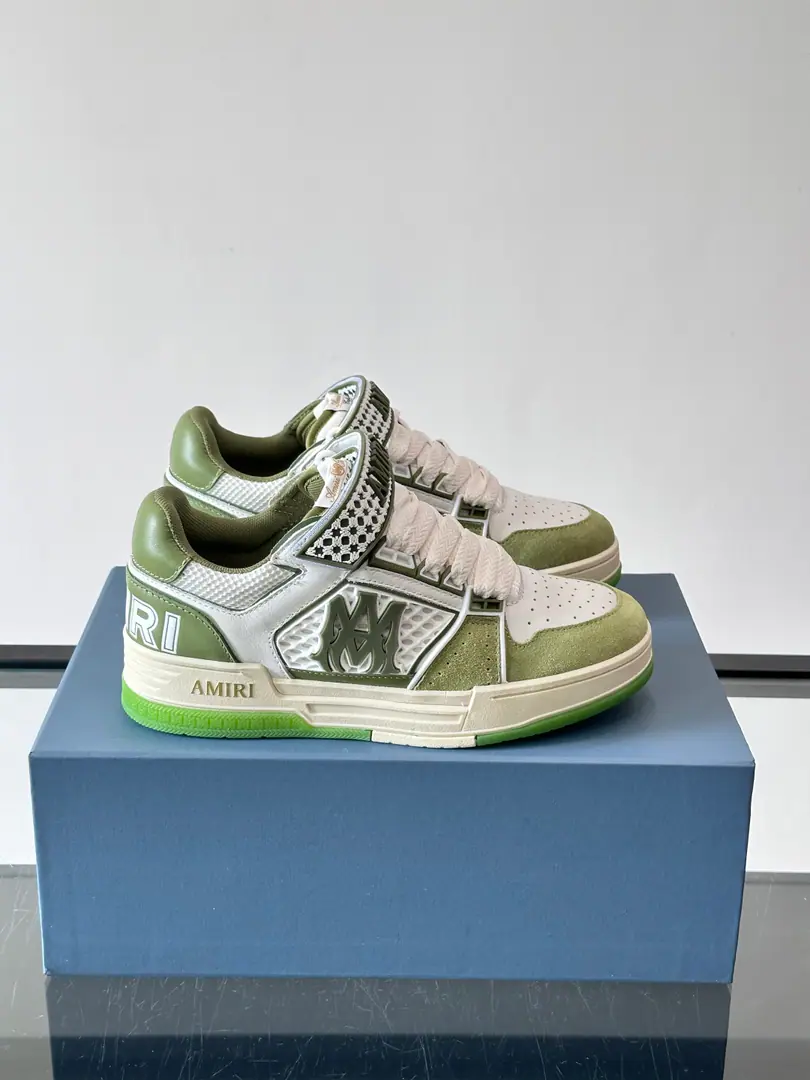 👟Amiri MA SkylineSports shoes. Bullskins.➕The rice and yellow rubber base., Janey has a sense of detail.✨. The shoes have brand marks and empty designs., Magic stickers.+Shoes belts are fixed double., And she's so comfortable and so solid.. The soles of the shoe are clear., It's good for the ground and the grinding., I wear a regular dress or a light exercise.OK！With a recreational dress., Easy.getFashion street sense🔥. size: 39-46