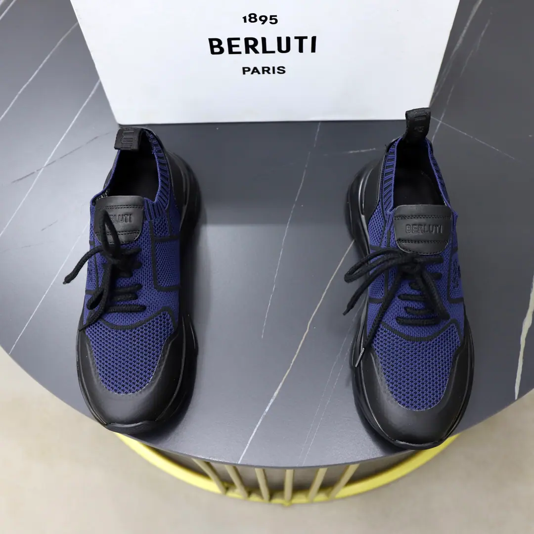 Get out of the factory. BerlutiBrute. New leather men's sneakers. This sneaker uses beehive-like knitted shoe., Back with the leather., - It's a good air., Structural stability, It's so cozy., You're not tired of wearing it.！The frenzy shoes are pretty big and stylish., It's good to support the foot., Undefined Design, Shoehead and heel were reinforced., It's a guarantee of air., And I've increased the durability of shoes.！Under the barbed-up., Soft and tender.TPUSlip-proof, sandal soles., I'm a little more comfortable on my feet., I'm comfortable with air.！Full packaged dustproof bags！ Codes: 38-39-40-41-42-43-44（4546- It's a deal.）