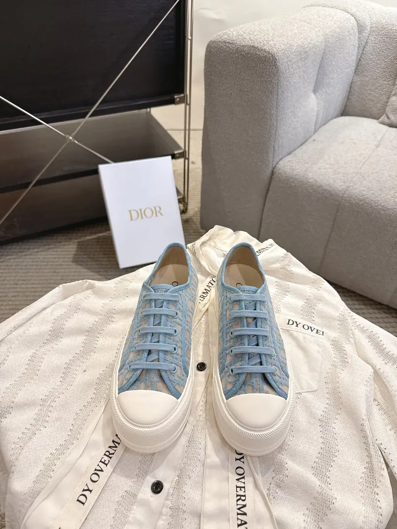 The latest colored nettile. （Thick） size: 35-41（41No, no, no, no, no.） DiorDio. ✨ 【Embroidery】〽️Series. The pattern is tied to a flat-bed leisure shoe..