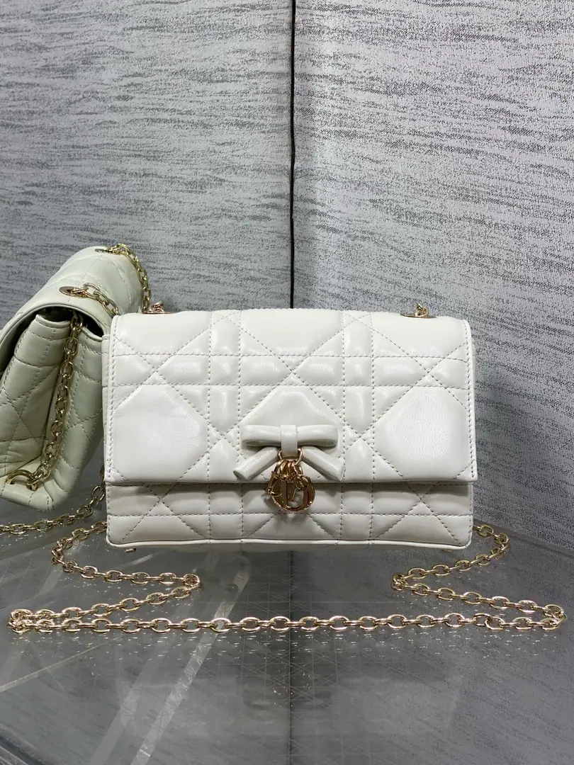 White spot.‼️ The newest VV chain in the brick cabinet.WOC Signal vine grooves, The classic letter hanging. A special butterfly knot design., With soft sheep skin. Elegance and fashion., The bright spot is the beautiful bow chain. Make the whole bag even more sophisticated., Multiple layers and slots inside, A beautiful, practical one. size: 21*11.5*7cm 5841 0008