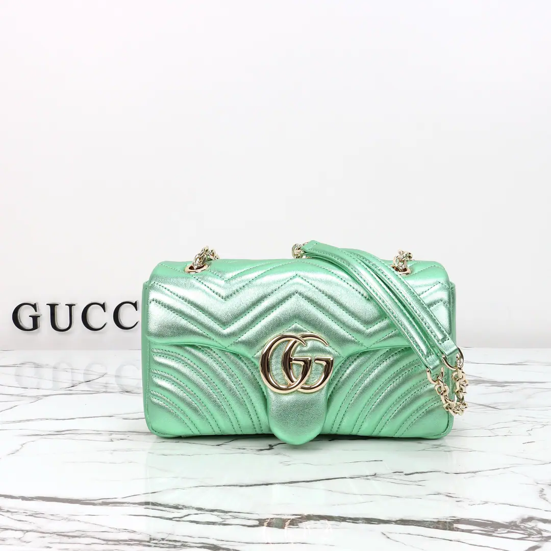 🌟🌟GUCCICounter Quality, Original factory skin, Paragraph837267Bright Green/Lamb skin.🎈🎈🎈Dimensions: Kuan26xHigh15xSide Wide7cm. 🎉🎉🎉Out-of-pocket shipment！