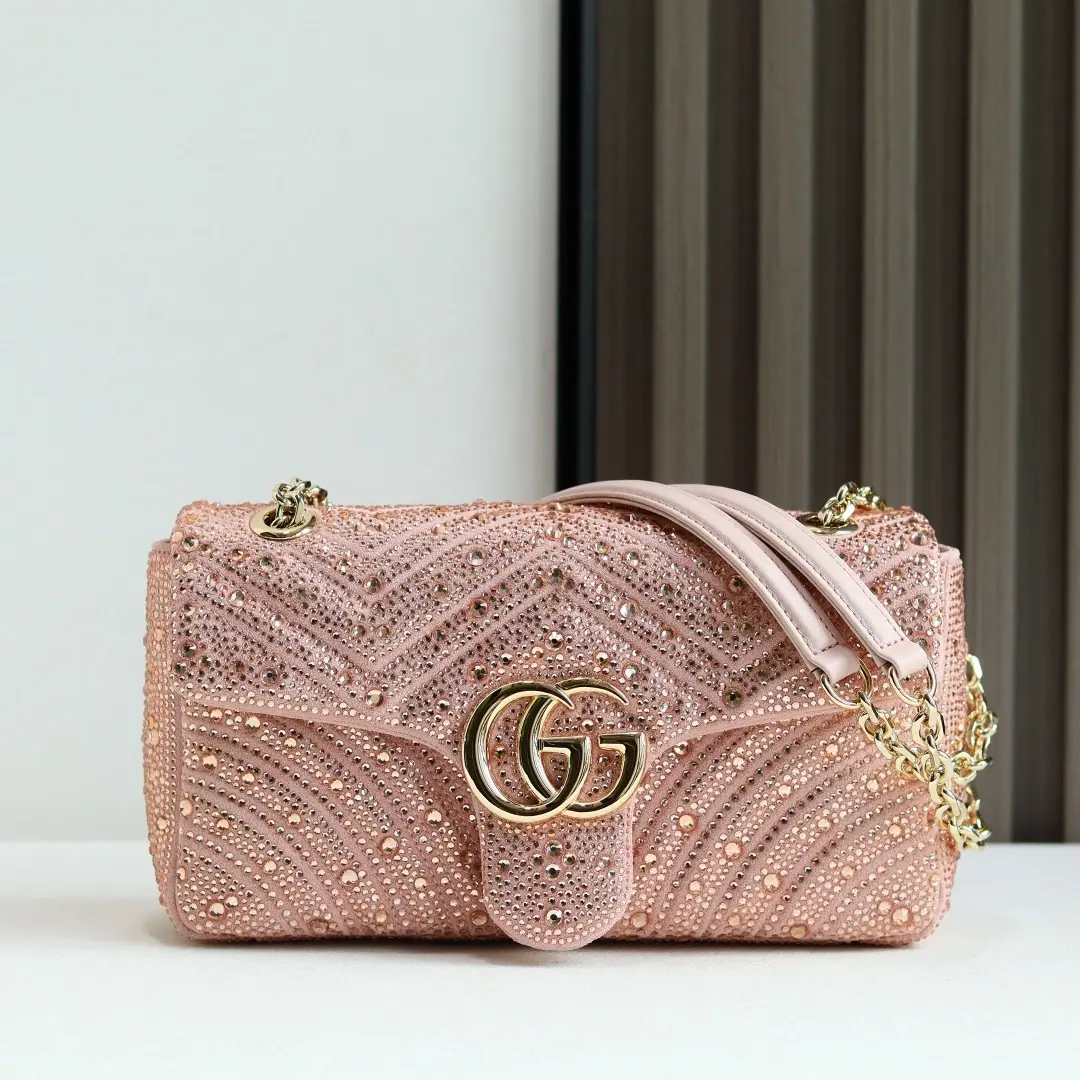 🌟🌟GUCCICounter Quality, Original factory skin, Paragraph837267Pink drill.🎈🎈🎈Dimensions: Kuan26xHigh15xSide Wide7cm. 🎉🎉🎉Out-of-pocket shipment！