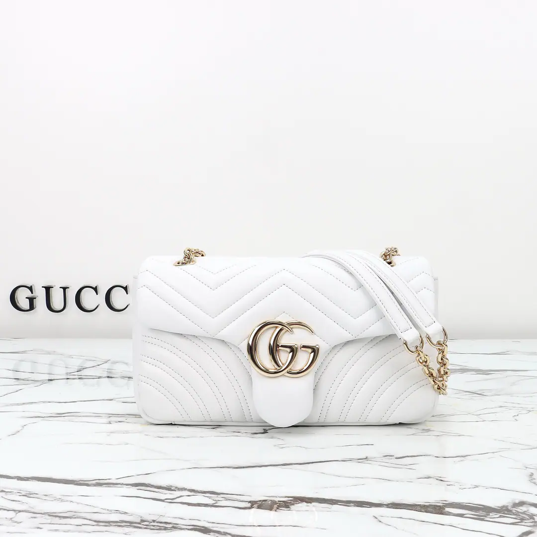 🌟🌟GUCCICounter Quality, Original factory skin, Paragraph837267White skin.🎈🎈🎈Dimensions: Kuan26xHigh15xSide Wide7cm. 🎉🎉🎉Out-of-pocket shipment！