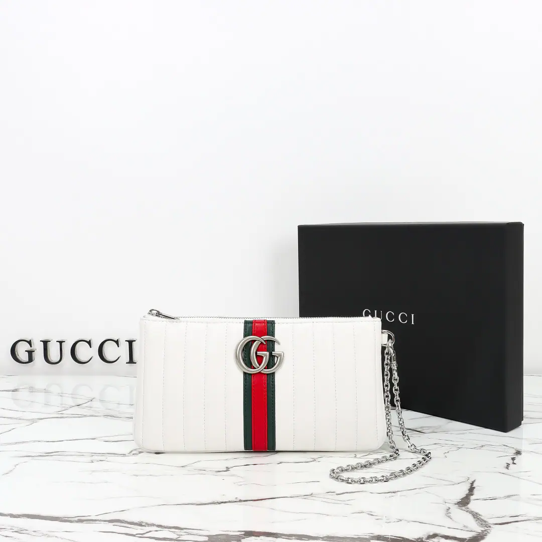 🌟🌟GUCCICounter Quality, Original factory skin, ParagraphA X2White skin green red🎈🎈🎈Dimensions: Kuan26xHigh13xDeep1.5cm. 🎉🎉🎉Out-of-pocket shipment！