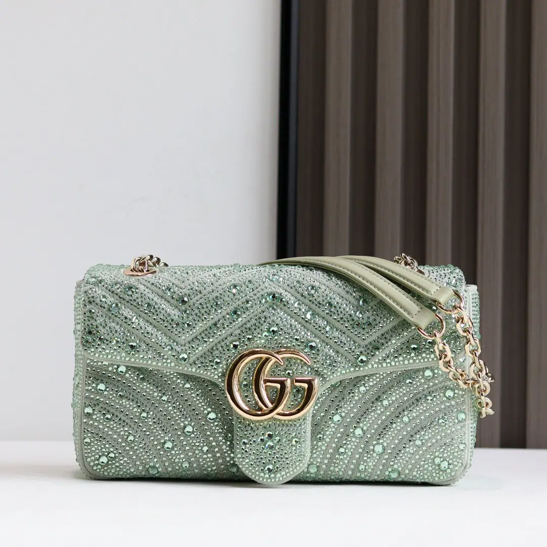 🌟🌟GUCCICounter Quality, Original factory skin, Paragraph837267Green drill.🎈🎈🎈Dimensions: Kuan26xHigh15xSide Wide7cm. 🎉🎉🎉Out-of-pocket shipment！