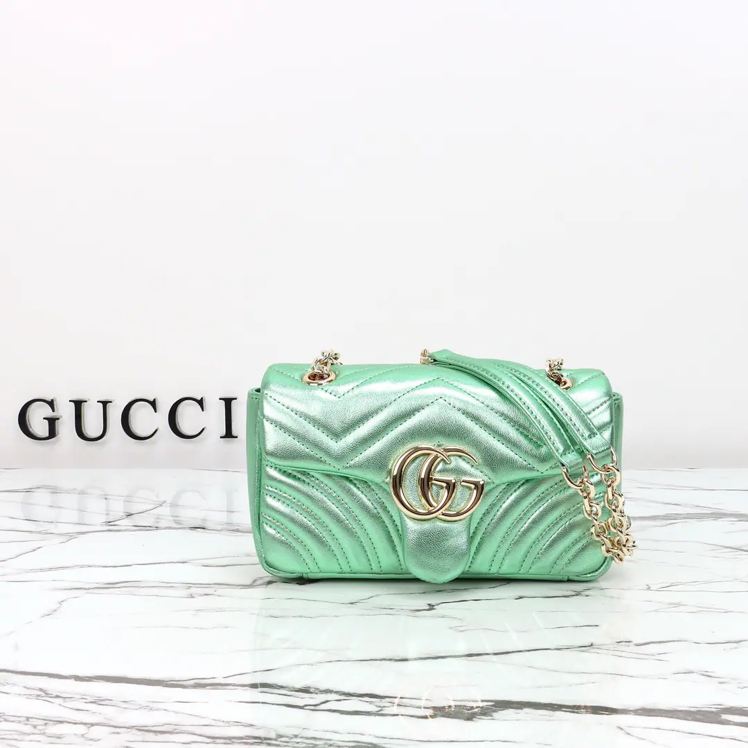 🌟🌟GUCCICounter Quality, Original factory skin, Paragraph837280Bright Green/Lamb skin.🎈🎈🎈Dimensions: Kuan22xHigh12.5xSide Wide6cm. 🎉🎉🎉Out-of-pocket shipment！