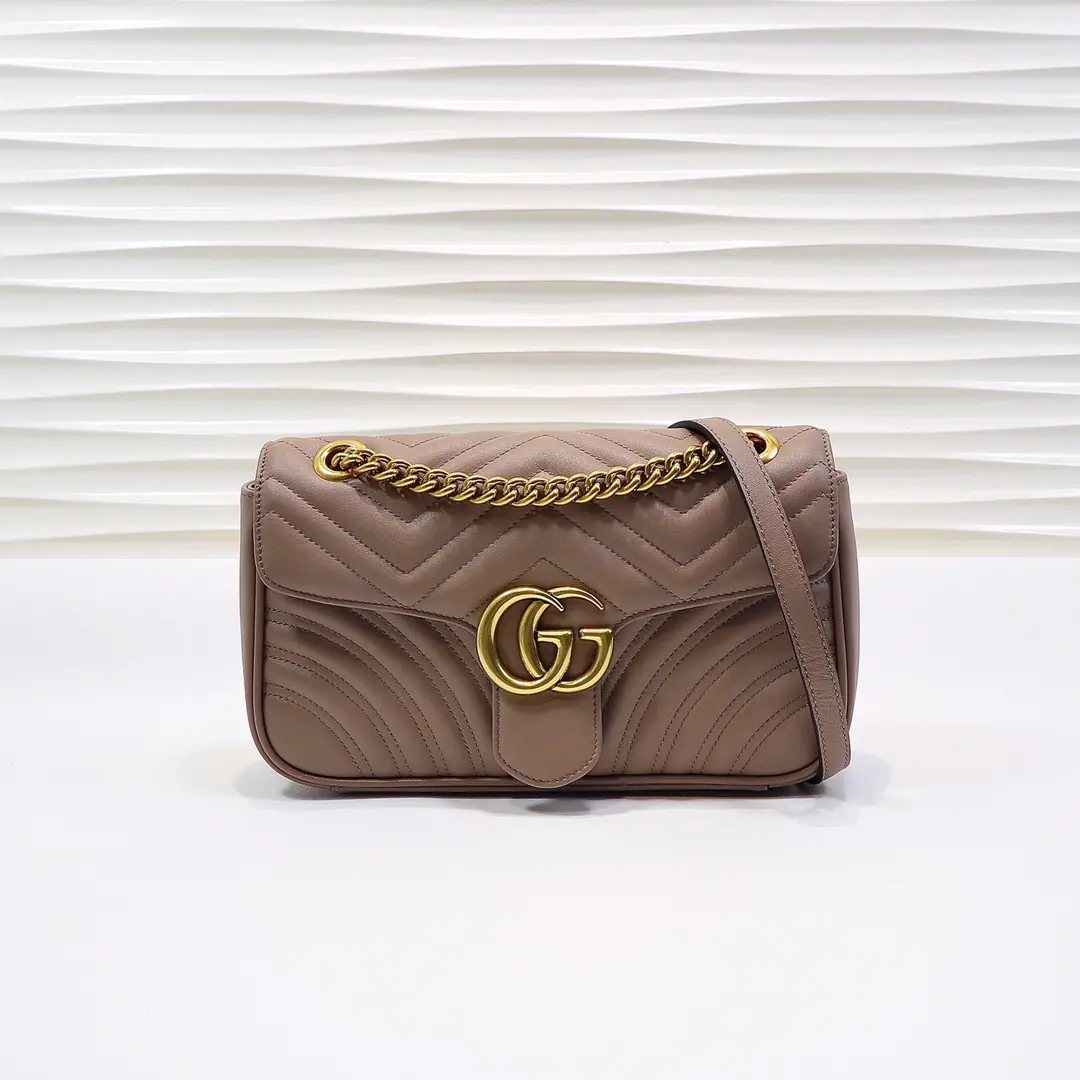 🌟🌟GUCCICounter Quality, Original factory skin, Paragraph443497Milk tea.🎈🎈🎈Dimensions: Kuan26xHigh15xSide Wide7cm. 🎉🎉🎉Out-of-pocket shipment！