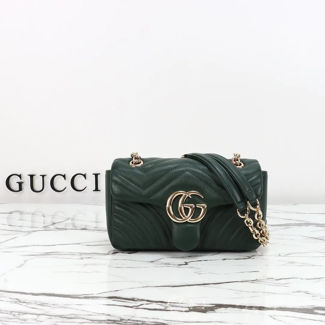 🌟🌟GUCCICounter Quality, Original factory skin, Paragraph837280Green leather.🎈🎈🎈Dimensions: Kuan22xHigh12.5xSide Wide6cm. 🎉🎉🎉Out-of-pocket shipment！