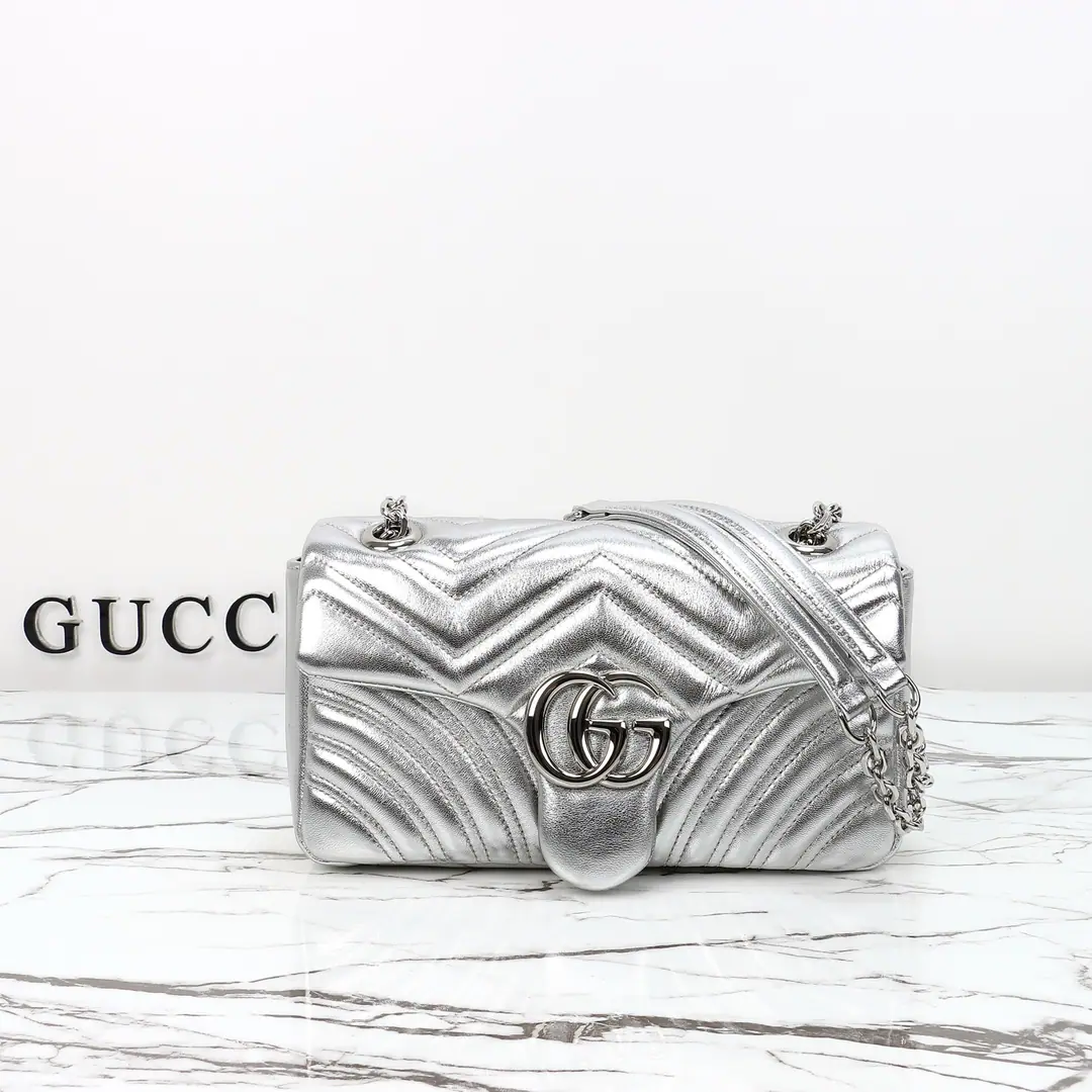 🌟🌟GUCCICounter Quality, Original factory skin, Paragraph837267Silver.🎈🎈🎈Dimensions: Kuan26xHigh15xSide Wide7cm. 🎉🎉🎉Out-of-pocket shipment！