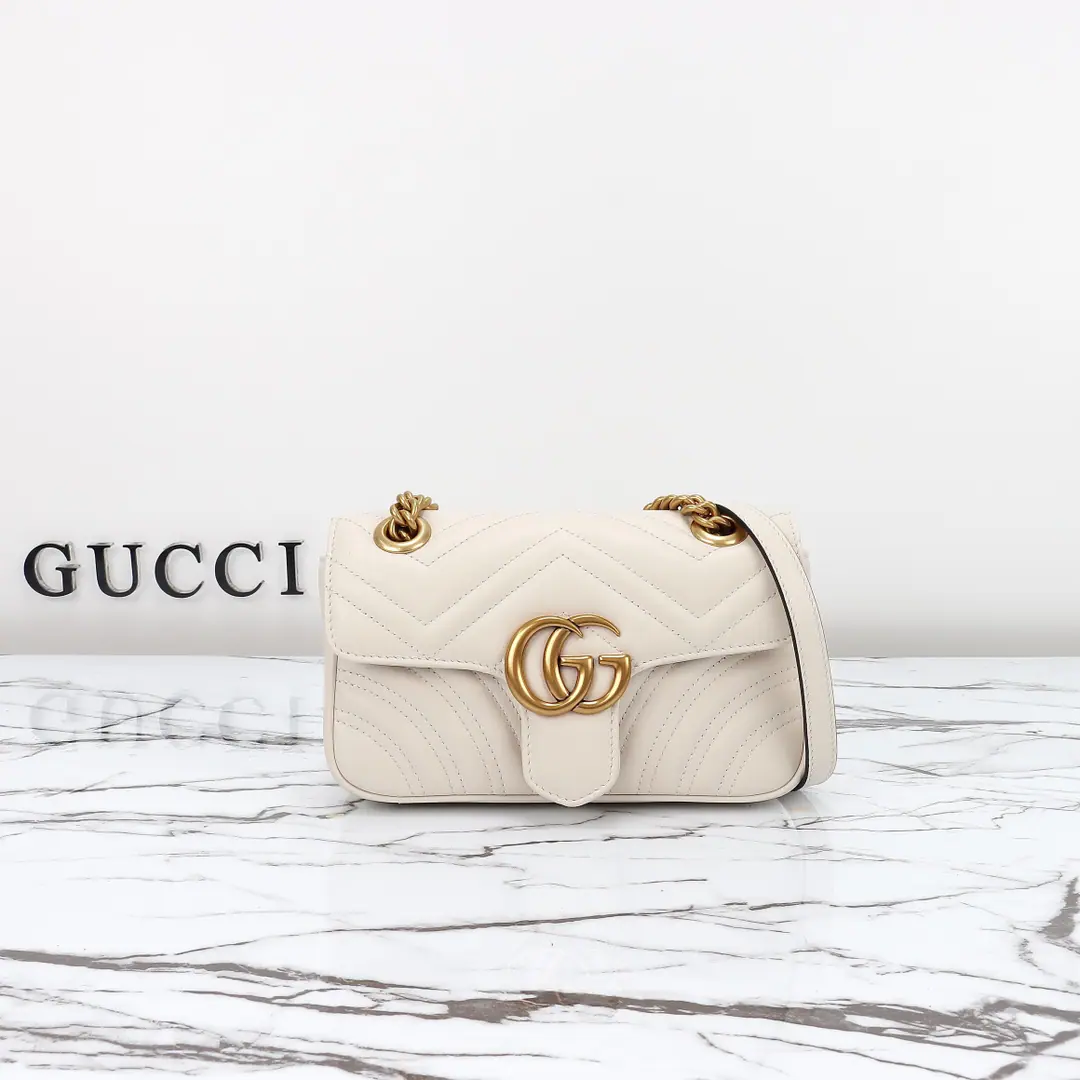 🌟🌟GUCCICounter Quality, Original factory skin, Paragraph446744White🎈🎈🎈Dimensions: Kuan23xHigh14xSide Wide6cm. 🎉🎉🎉Out-of-pocket shipment！