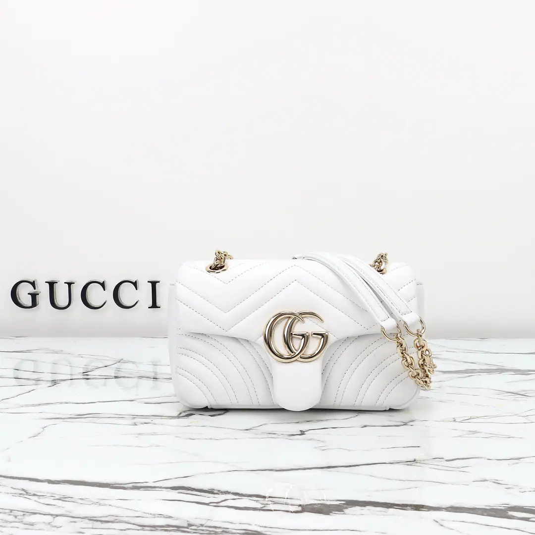 🌟🌟GUCCICounter Quality, Original factory skin, Paragraph837280White skin.🎈🎈🎈Dimensions: Kuan22xHigh12.5xSide Wide6cm. 🎉🎉🎉Out-of-pocket shipment！
