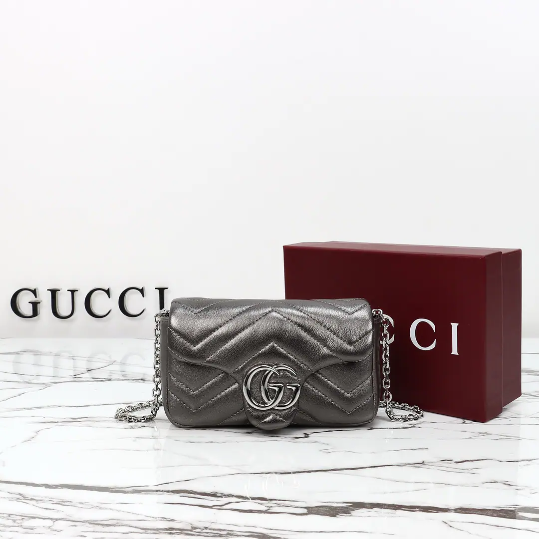 🌟🌟GUCCICounter Quality, Original factory skin, Paragraph841290Dark Ash/Lamb skin.🎈🎈🎈Dimensions: Kuan16.5xHigh9.5xSide Wide4.5cm. 🎉🎉🎉Out-of-pocket shipment！