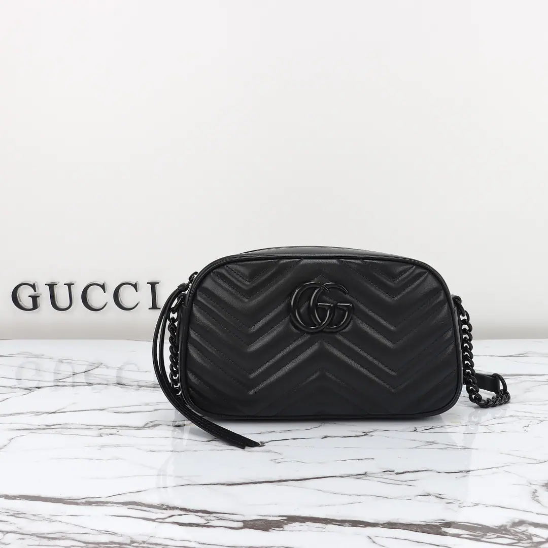 🌟🌟GUCCICounter Quality, Original factory skin, Paragraph447632All black.🎈🎈🎈Dimensions: Kuan24xHigh13xSide Wide7cm. 🎉🎉🎉Out-of-pocket shipment！