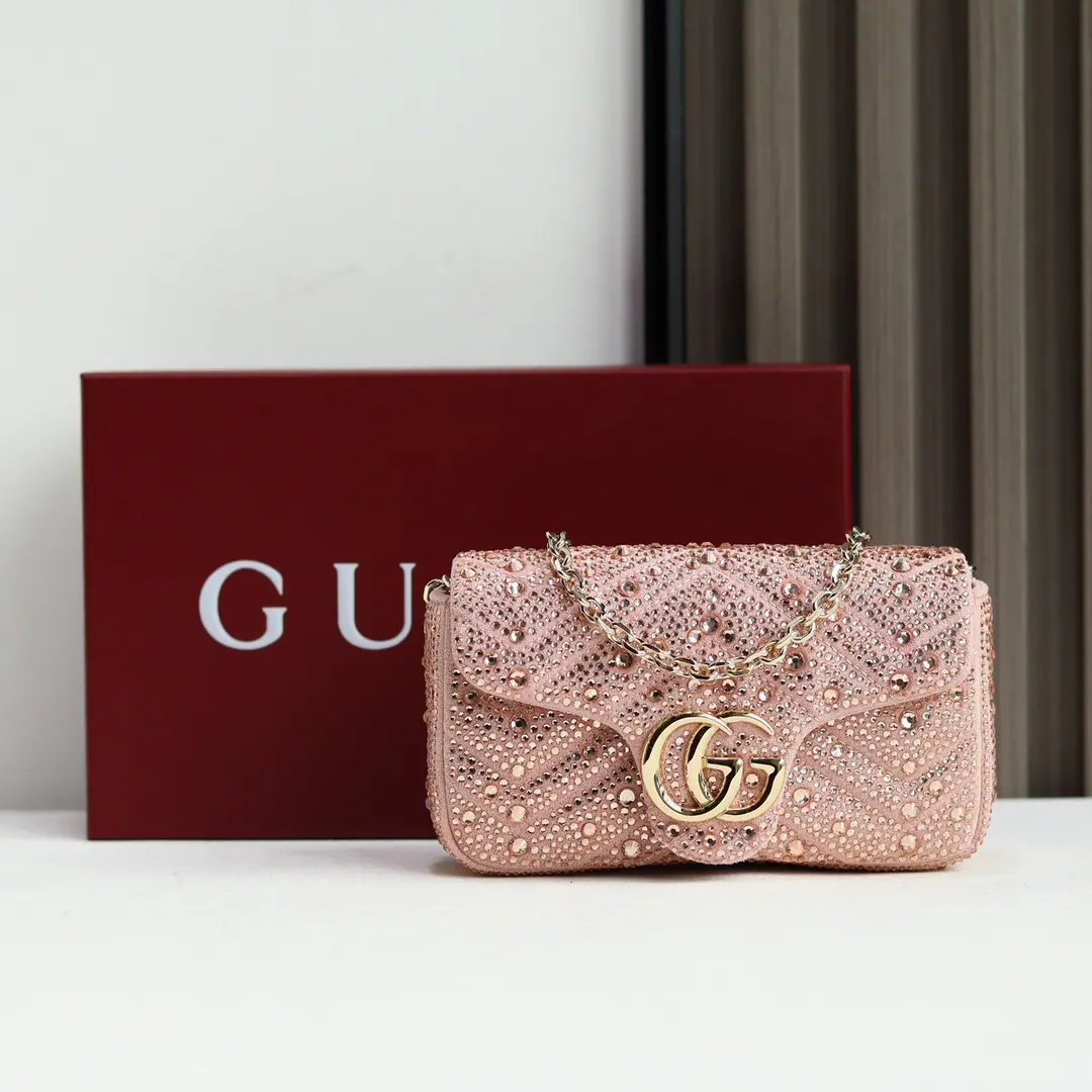 🌟🌟GUCCICounter Quality, Original factory skin, Paragraph841290Pink drill.🎈🎈🎈Dimensions: Kuan16.5xHigh9.5xSide Wide4.5cm. 🎉🎉🎉Out-of-pocket shipment！