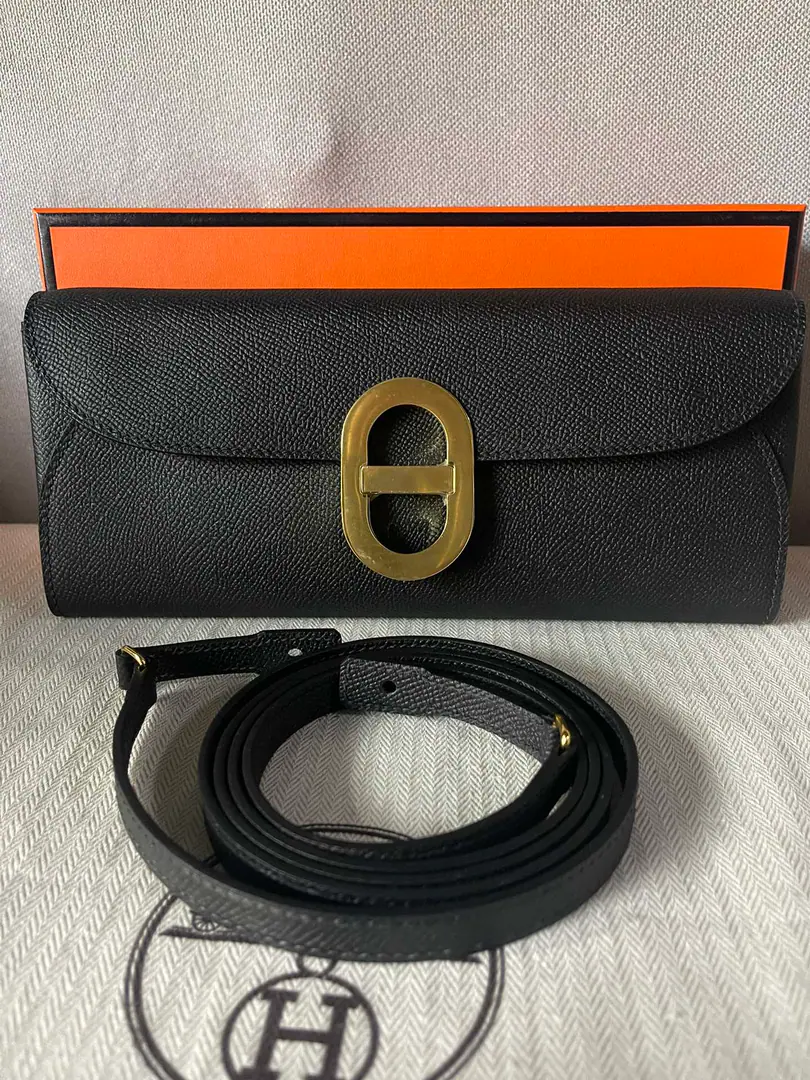 New paragraph HERMES·237471Black button. hassPip Series, Pig nose slanted wrap. to go EP hassPee., All Steel, Hand-Wine Dimensions: 24×10x2.5cm.