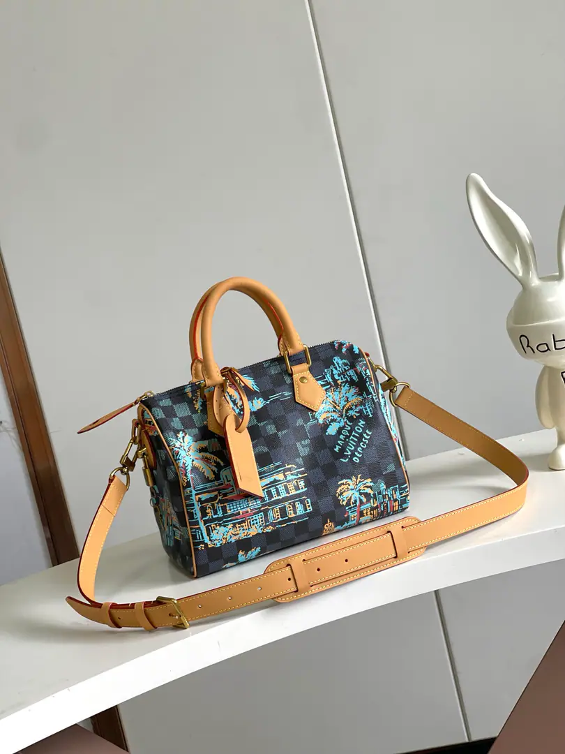 【Outside Haiwon‬Single A home of the truth.‬Shoot.】Half Steel Chip【SPEEDY 25 BANDOULIÈRE Handbag.】 N00225 Palm trees. Coconut trees. Paragraph Speedy 25 Bandoulière Handbags with cotton., Yes. Damier GxThe chess board's background is woven into Miami's dynamic night life., I'm using palm trees and decorating art-style architecture to show the beach scene.. The metal and leather edges are perfected., Top handles and disassemble and modifiable shoulder belts provide flexible back-to-back. Dimensions: 15 x 15 x 25 centimetres (High x Kuan x Length)