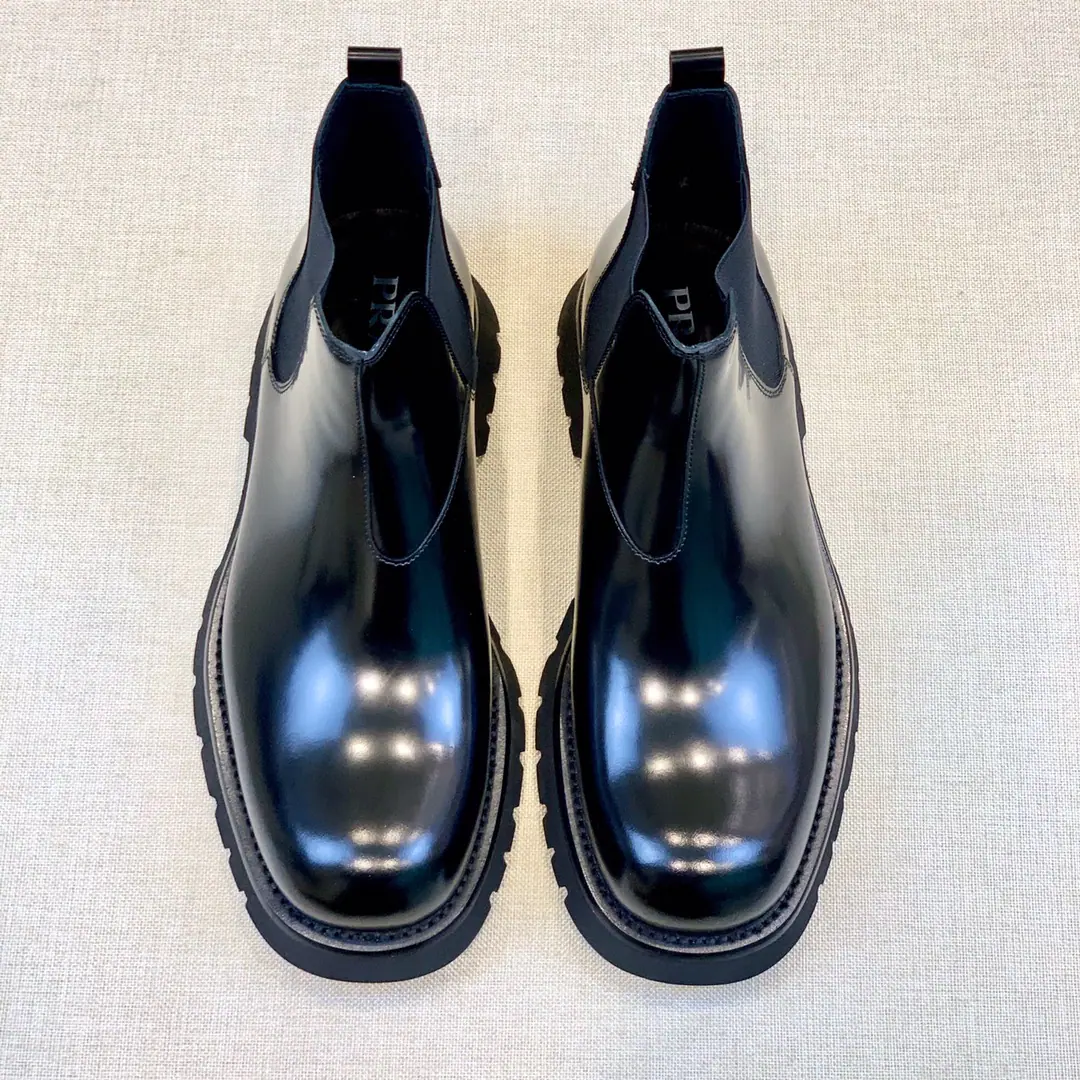 【PRADA^】Original List High Quality Classic roundhead boots. Material-Original import of cattle skin Inside, put your feet on the inside. Water-tied cow skin. PrivateTPROtsumi! Size 39-44（38, 45Customize or not change）