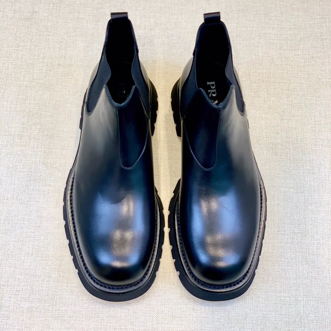 【PRADA^】Original List High Quality Classic roundhead boots. Material-Original import of cattle skin Inside, put your feet on the inside. Water-tied cow skin. PrivateTPROtsumi! Size 39-44（38, 45Customize or not change）