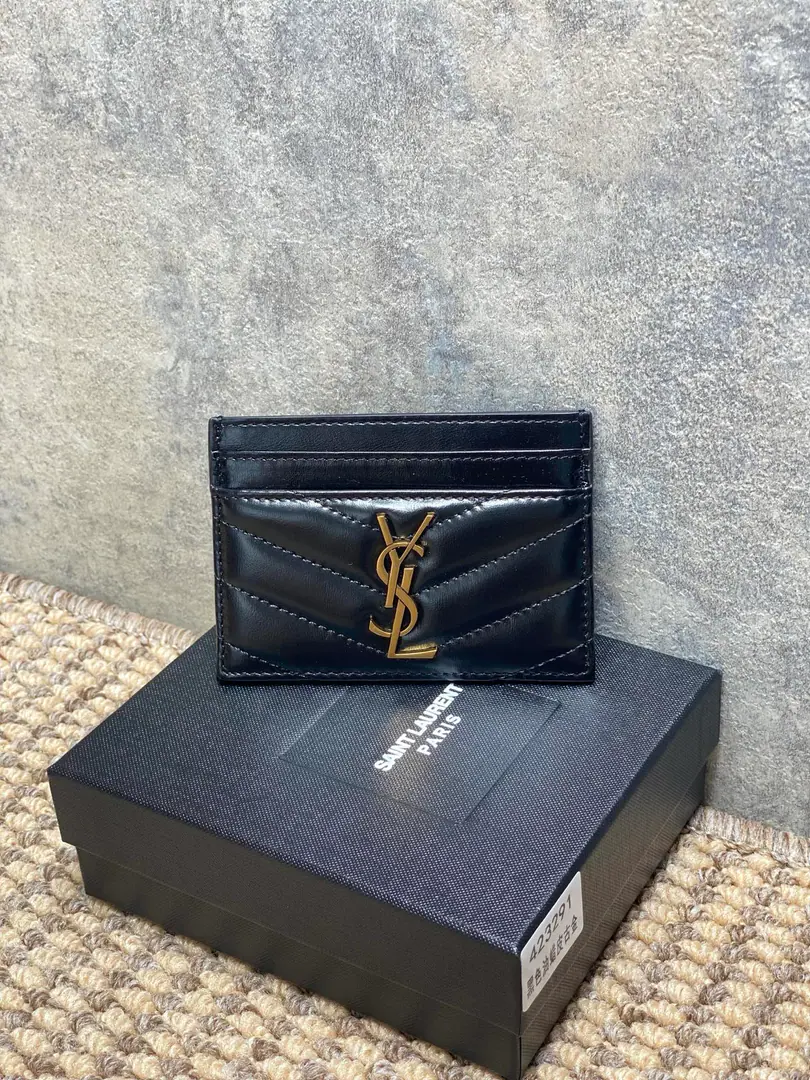 P YSL San Roland.logo Oil wax skin. Sew the card bag., Dimensions: 10.5x7.5cmEncoding: 423291